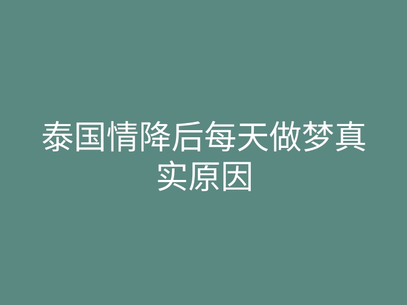 泰国情降后每天做梦真实原因