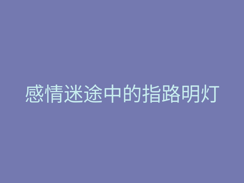 感情迷途中的指路明灯