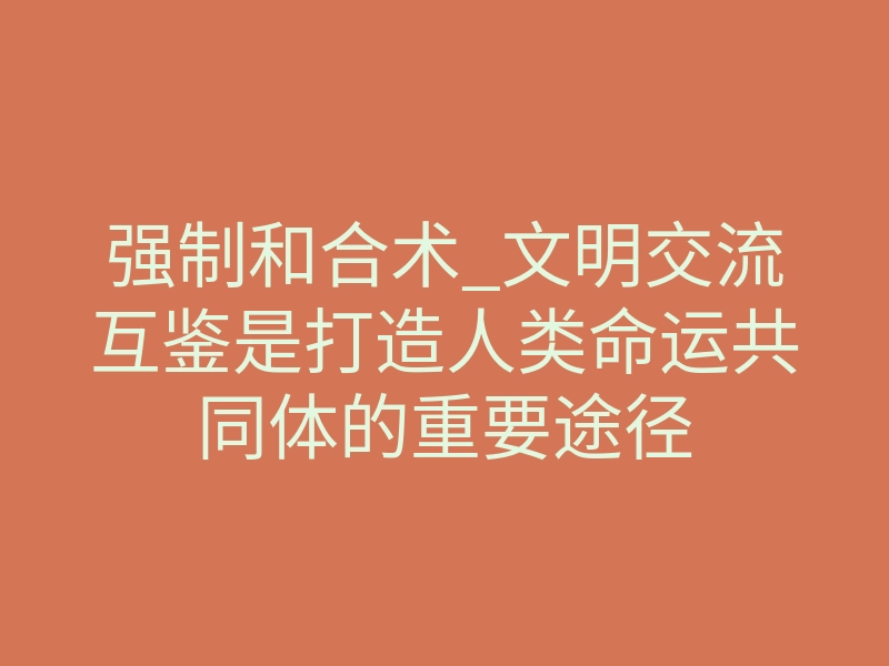 强制和合术_文明交流互鉴是打造人类命运共同体的重要途径