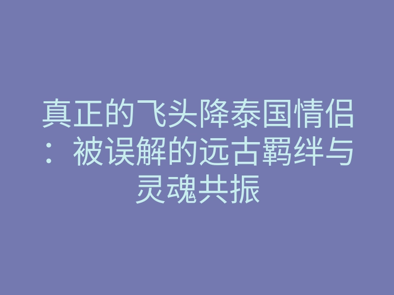 真正的飞头降泰国情侣:被误解的远古羁绊与灵魂共振