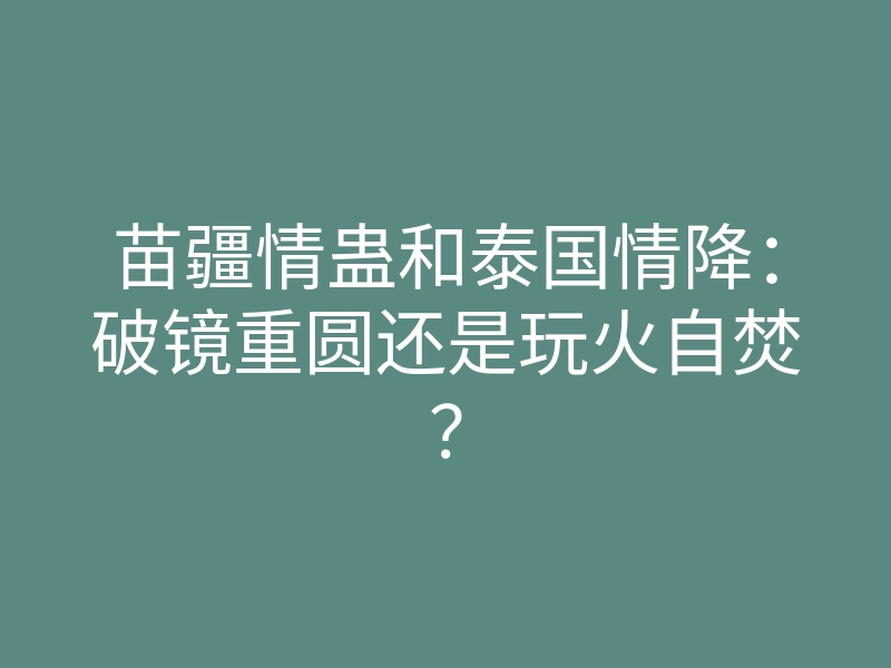 苗疆情蛊和泰国情降:破镜重圆还是玩火自焚?